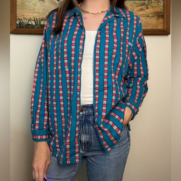 Spirit Tops - vintage Spirit flannel western country- fits like a small